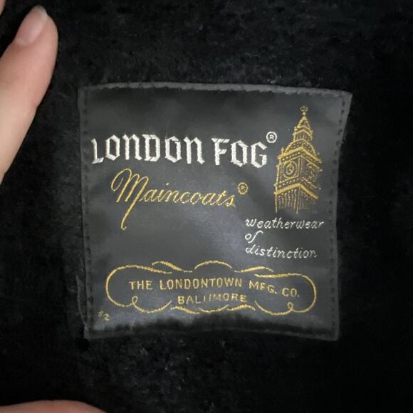 London Fog Trench Coat Men 38 Gray Clipper Mill Plaid Alpaca Fur Lined Placket - Picture 10 of 14